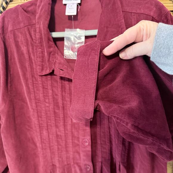 Vermont Country Store Burgundy Corduroy Shirt Dress Plus Size 2X NWOT modest - Picture 7 of 9